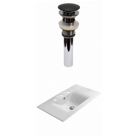 23.8 W 3H8 Ceramic Top Set In White Color, Overflow Drain Incl.